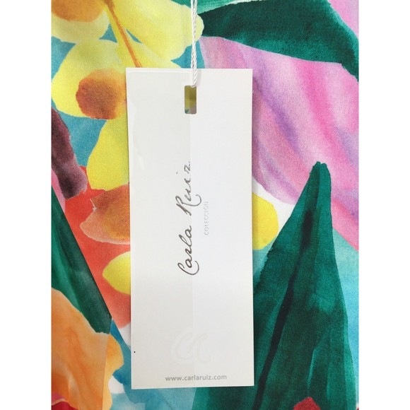 NWT CARLA RUIZ 99066 Size: Spain 42 /US 10 Rojo Red Floral Midi Dress - Picture 5 of 6